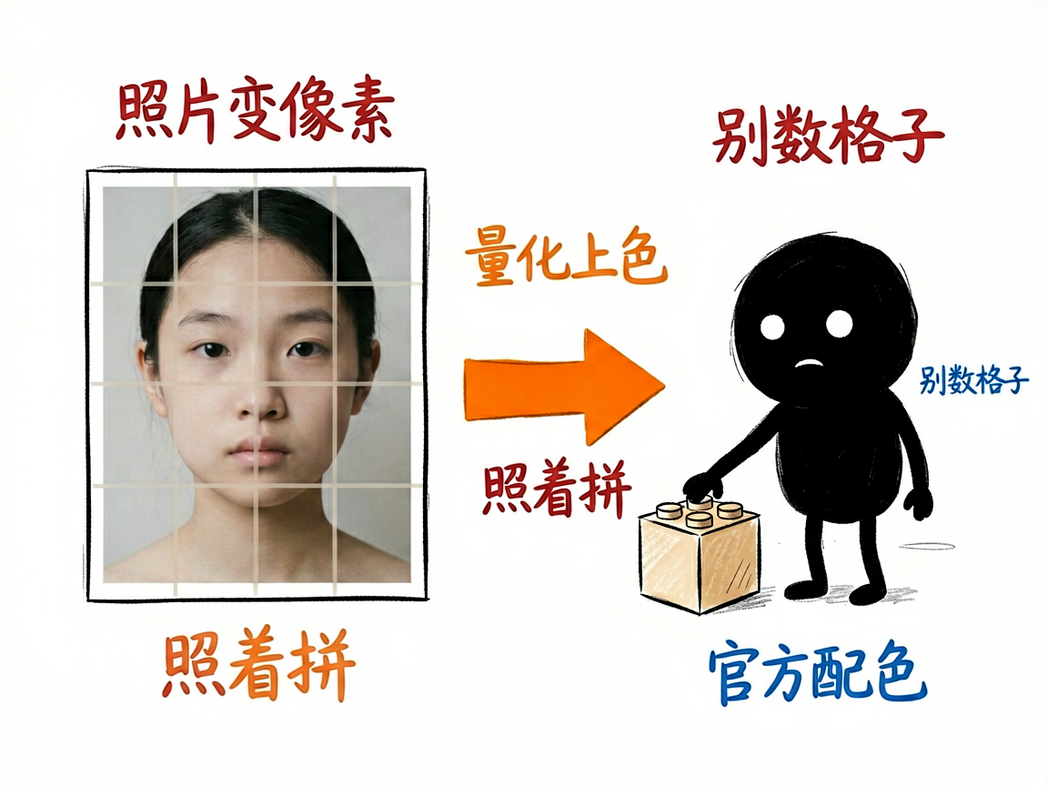 想把照片变成乐高像素画？交给它出拼搭说明书和零件清单