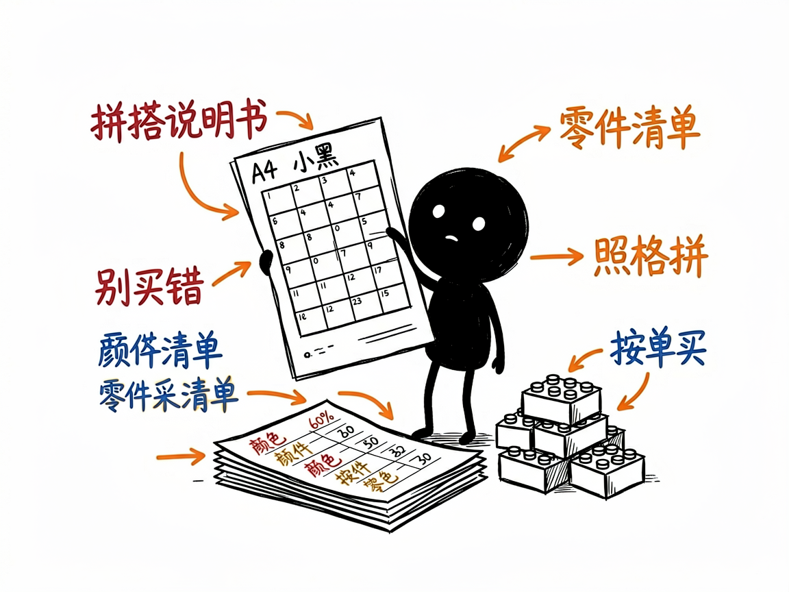 配图:拼搭说明书 + 零件采购清单
