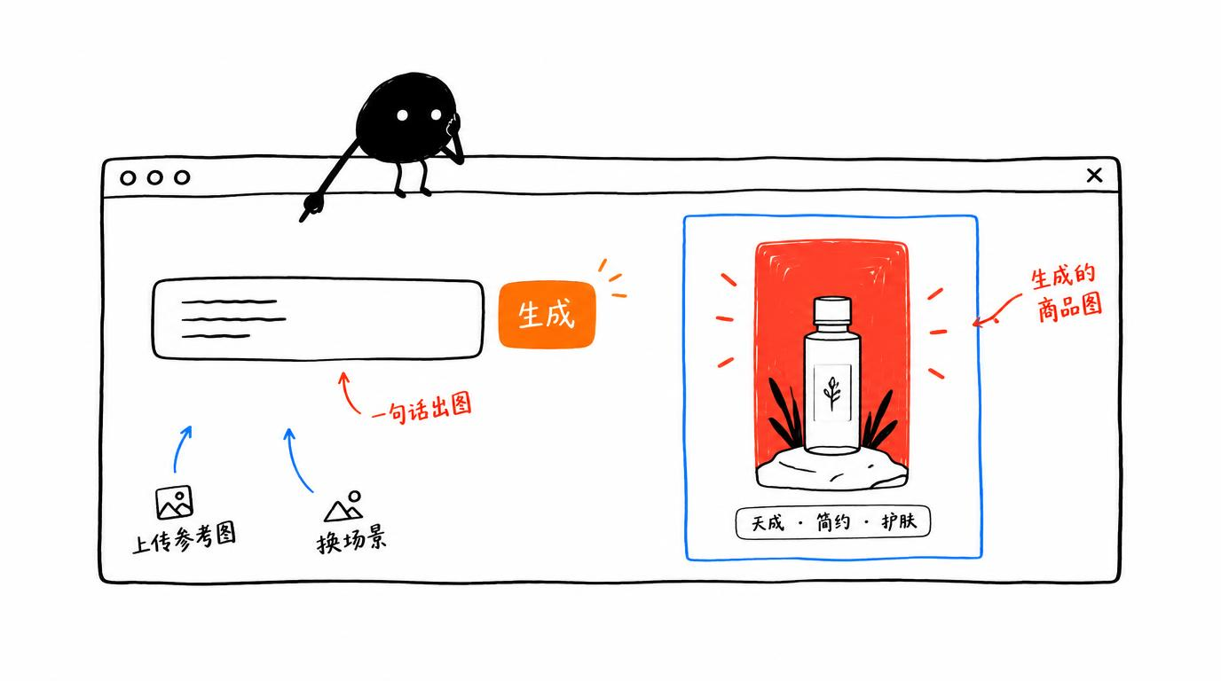 一句中文 30 秒出专业电商图（免费额度版）