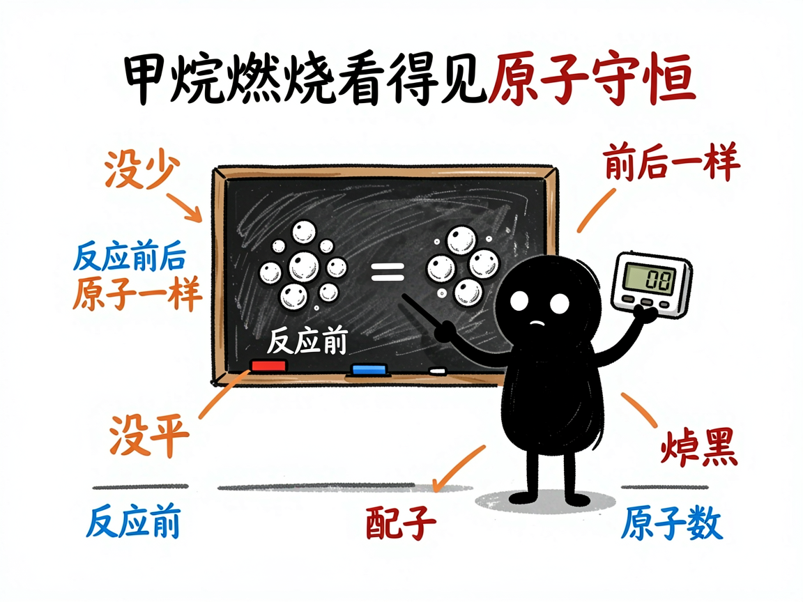 配图：甲烷燃烧看得见原子守恒