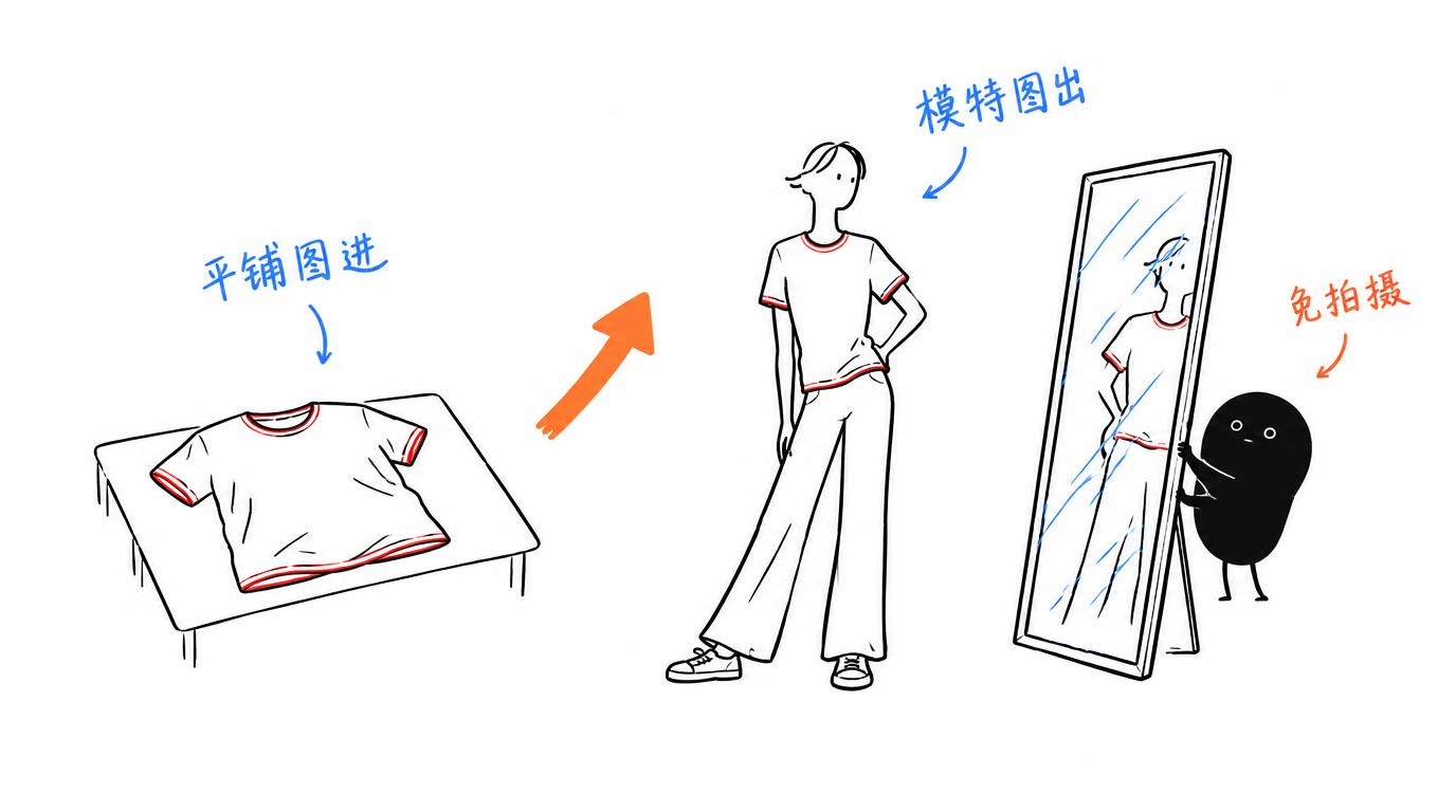 平铺图丢进去，AI 自动出模特爆款宣传图