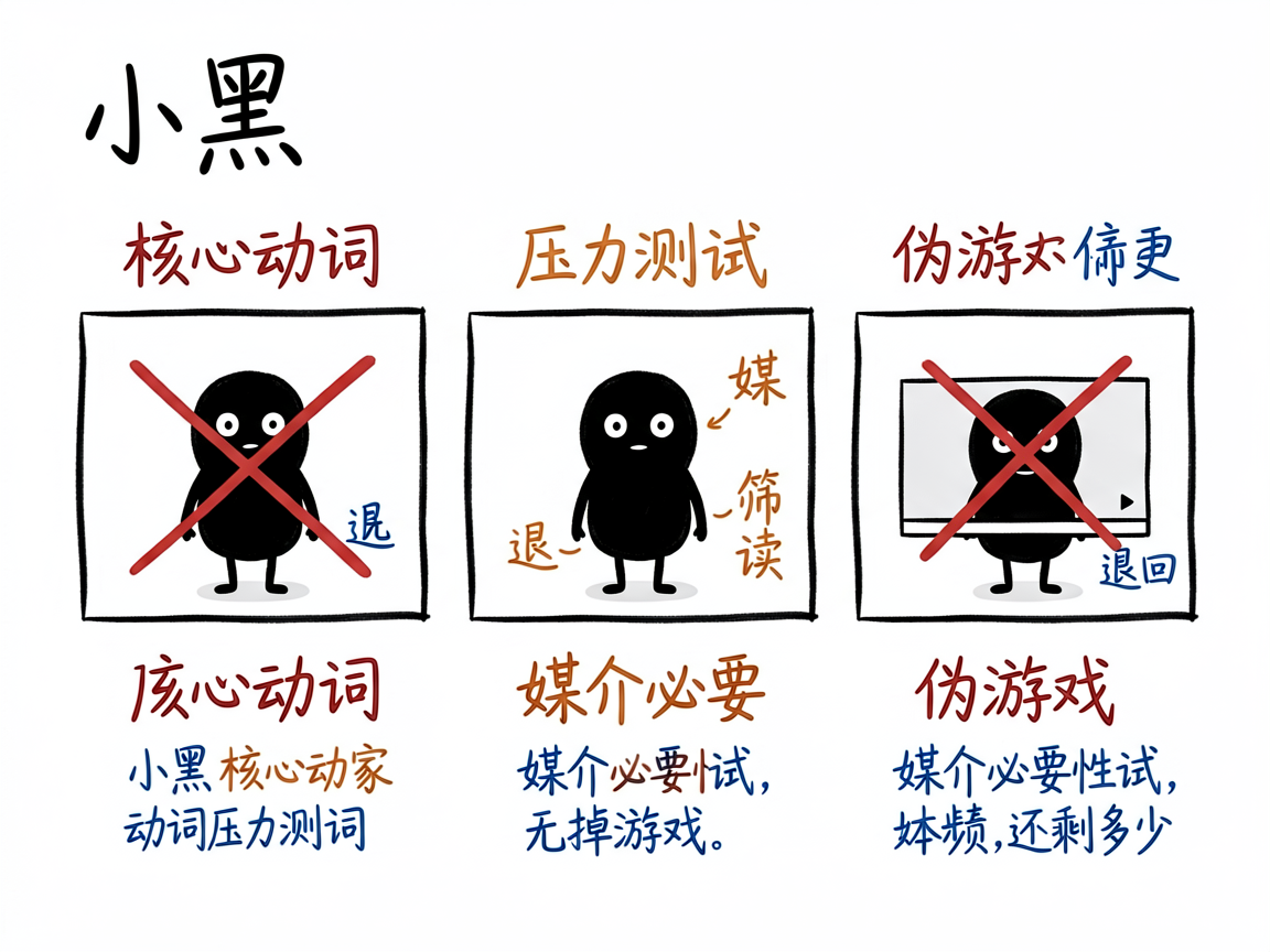 配图：逼出核心动词，压力测试筛掉伪游戏